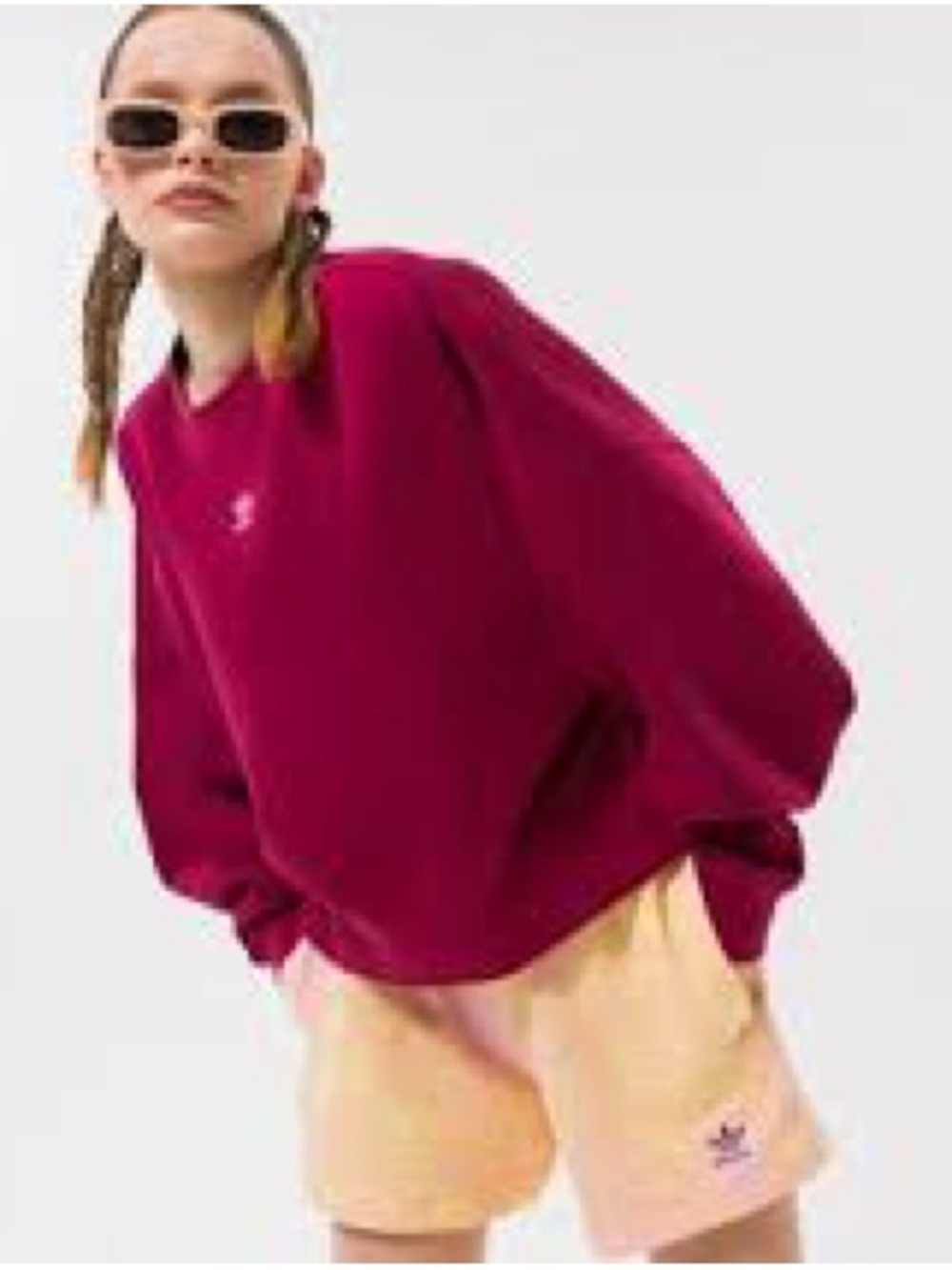 adidas Burgundy Crewneck Sweatshirt Oversized